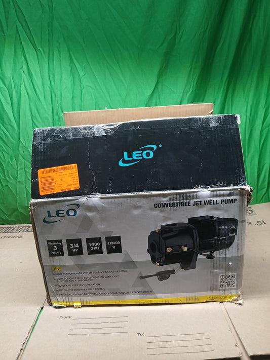 LEO3/4 HP 115/230-Volt Cast Iron Convertible Jet Pump NEW OPEN BOX