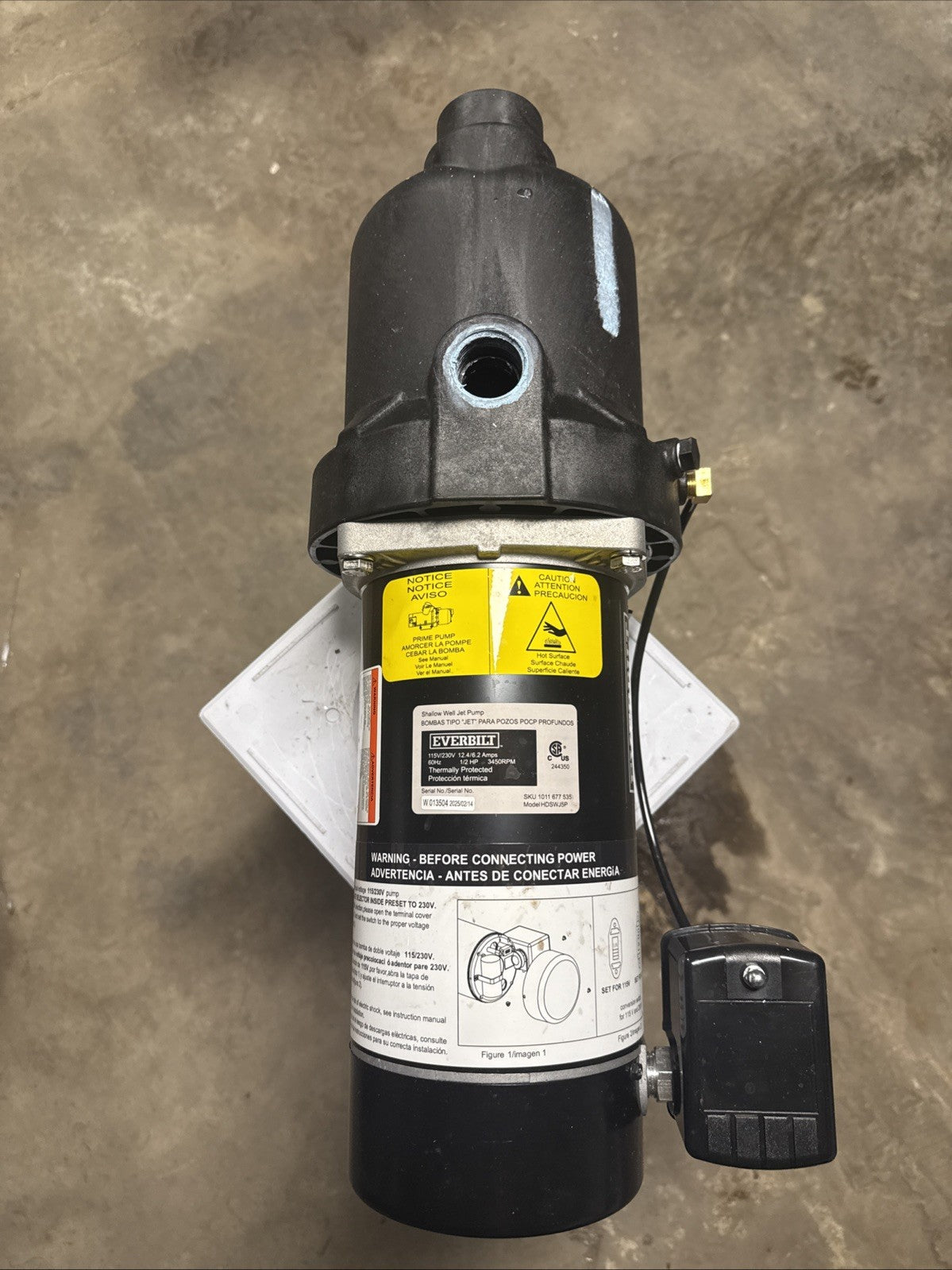 Everbilt 1/2 HP Shallow Well Jet Pump 1011677535 *Read Description.