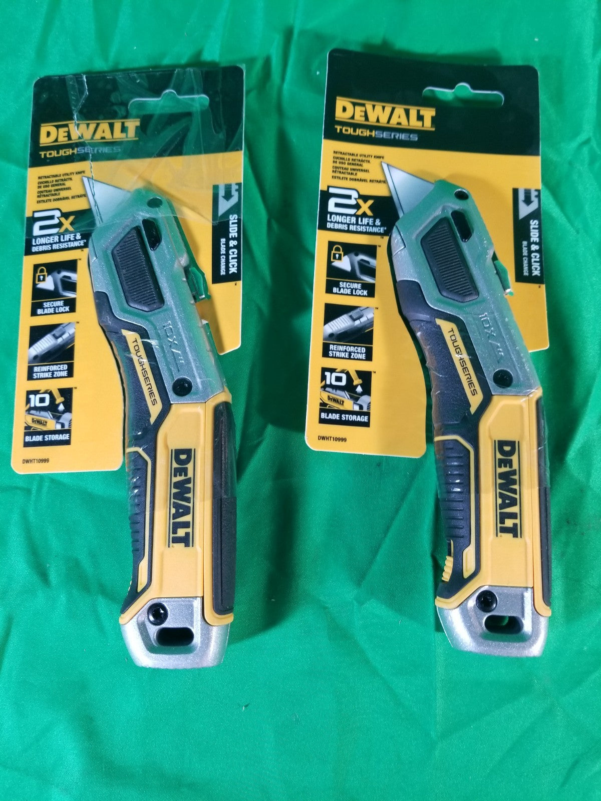 DeWalt Toughseries 2.40 in. Sliding Utility Knife Black/Yellow 2-pack