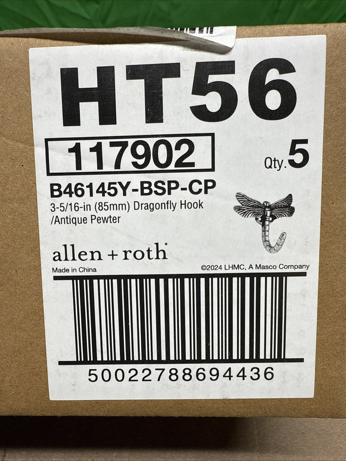 5-Pack Allen + Roth Dragonfly Single Wall Hooks 1-prong Towel Or Coat Hook