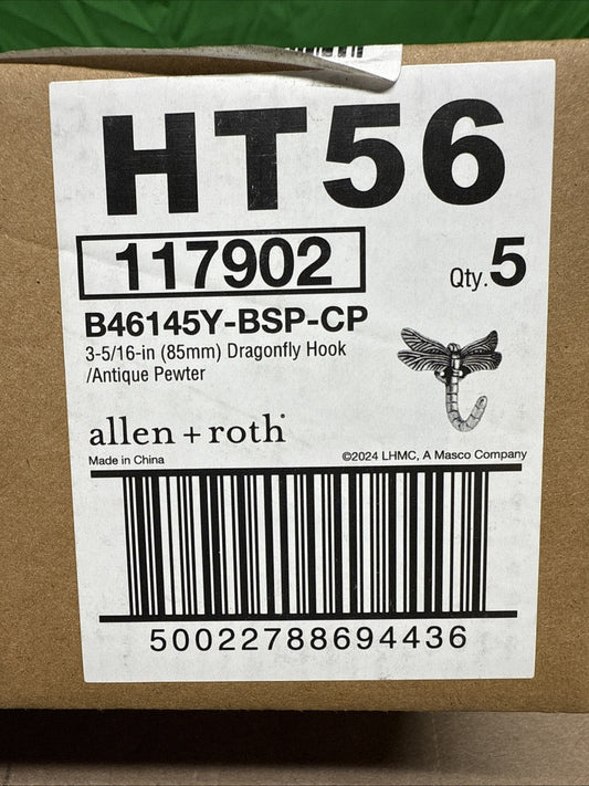 5-Pack Allen + Roth Dragonfly Single Wall Hooks 1-prong Towel Or Coat Hook