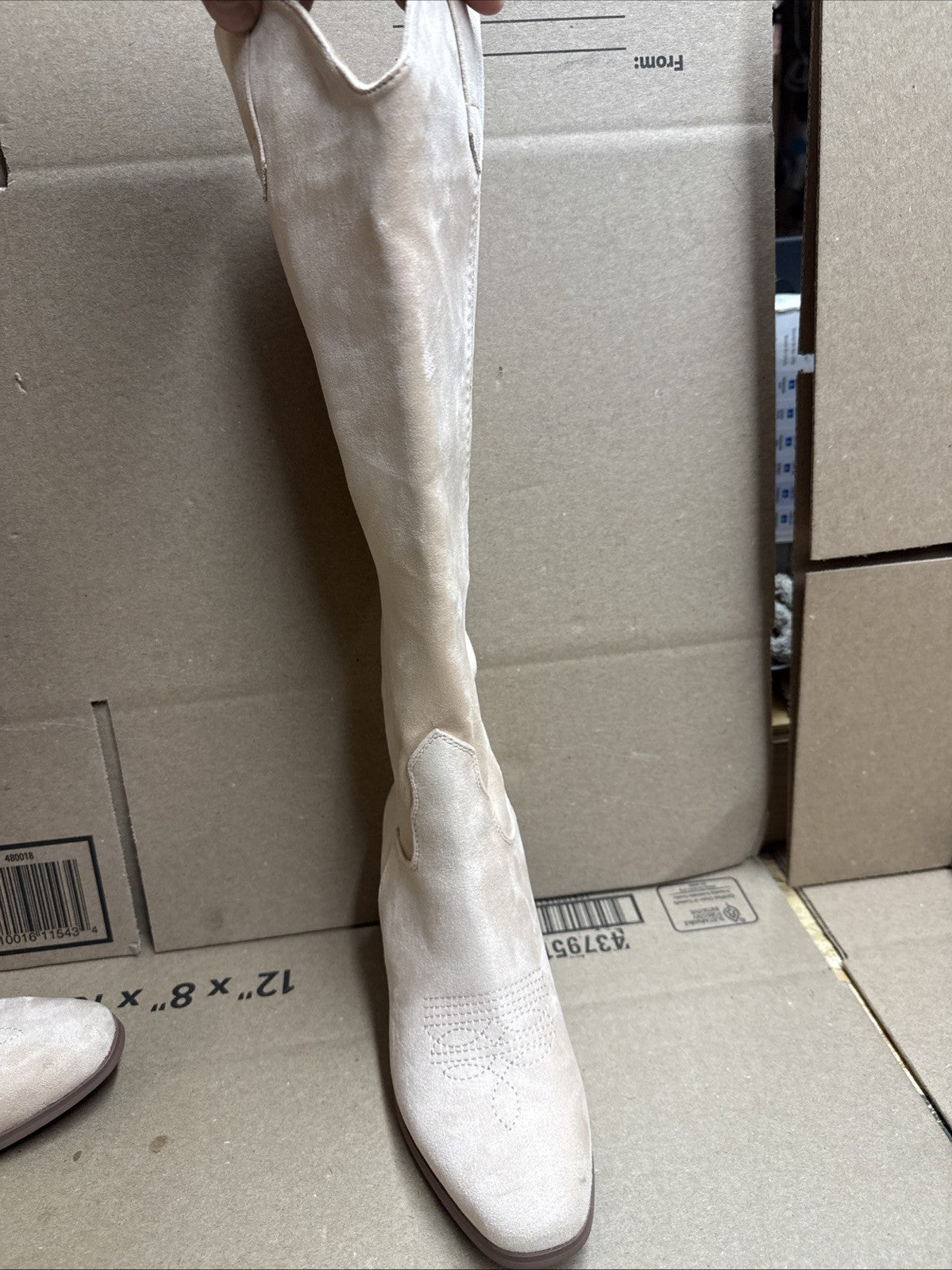 women’s size 5 1/2 light pink knee-high western boot 3 inch heel