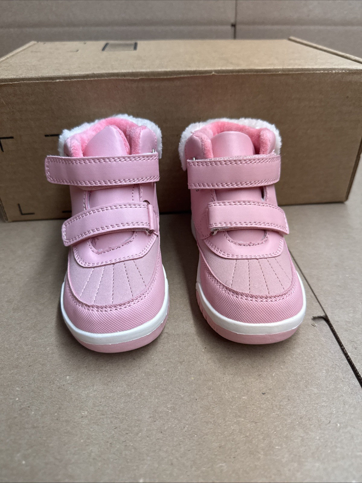 BMCiTYBM Baby Fur Lined Snow Boots pink Strap size 8