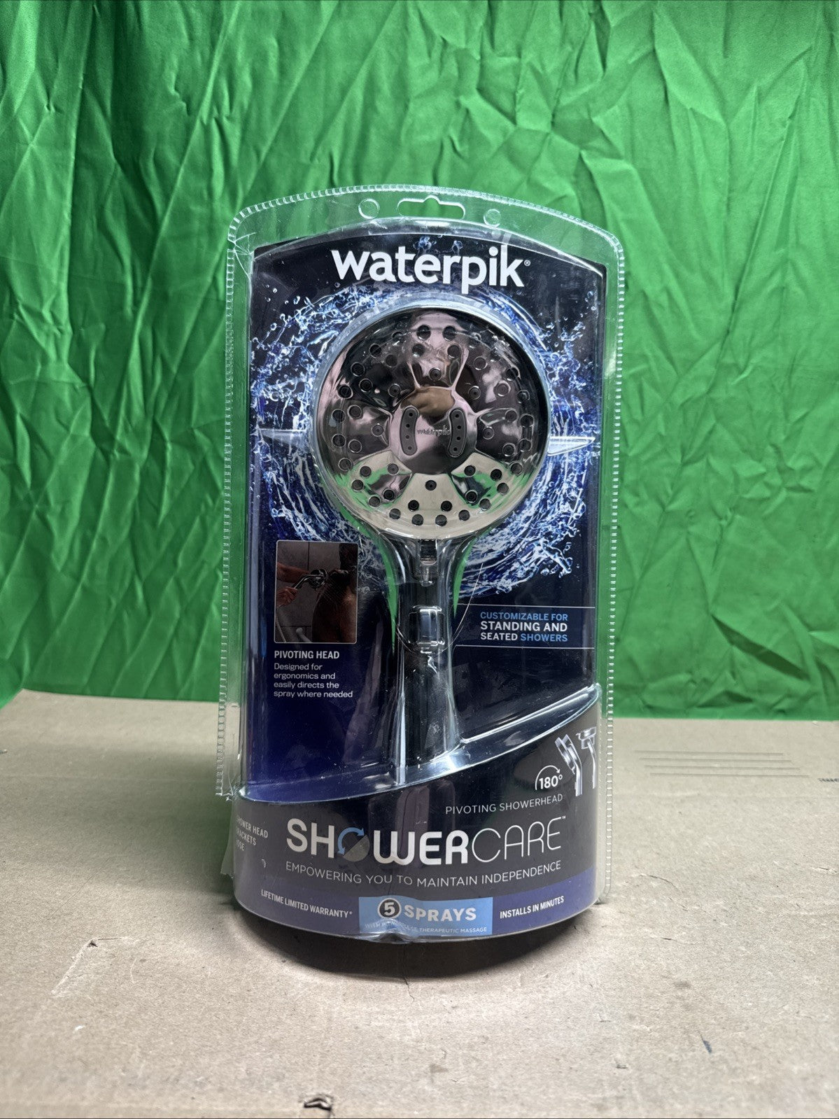 Waterpik Hand Held Shower Head Chrome 180-Degree 5-Modes QBS-563MEB