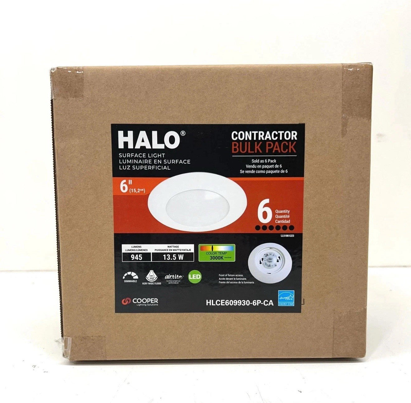 Halo 6 in. 3000K Integrated LED Recessed Light Trim 6 Pack White