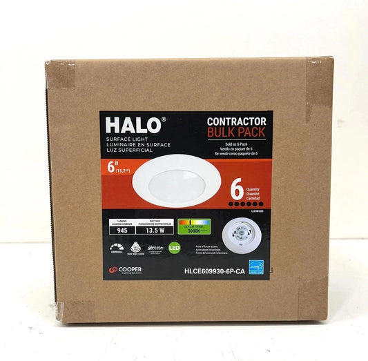 Halo 6 in. 3000K Integrated LED Recessed Light Trim 6 Pack White