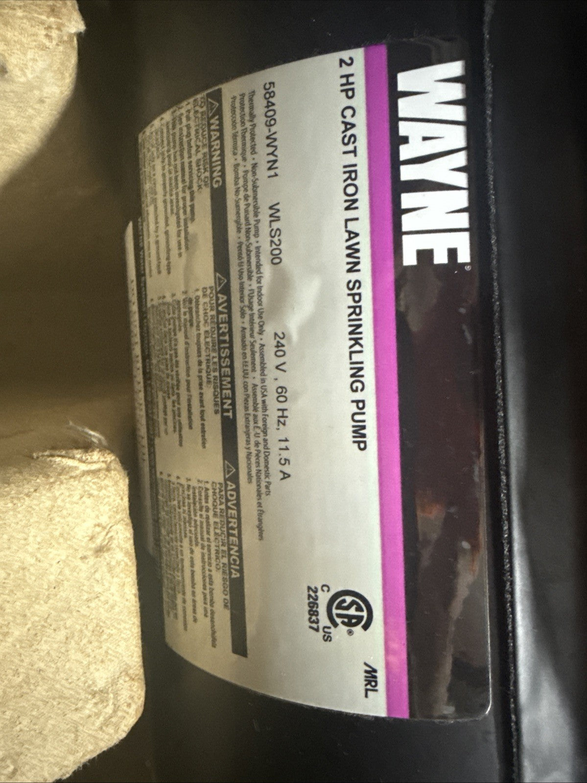 Wayne WLS200 Cast Iron Lawn Sprinkler Pump *Used Or For Parts Only*