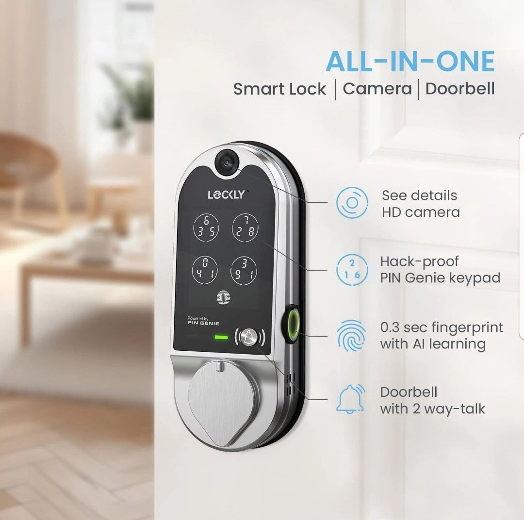 LOCKLY VISION Smart Lock & Video Doorbell Deadbolt Edition Wi Fi Bluetooth Touch