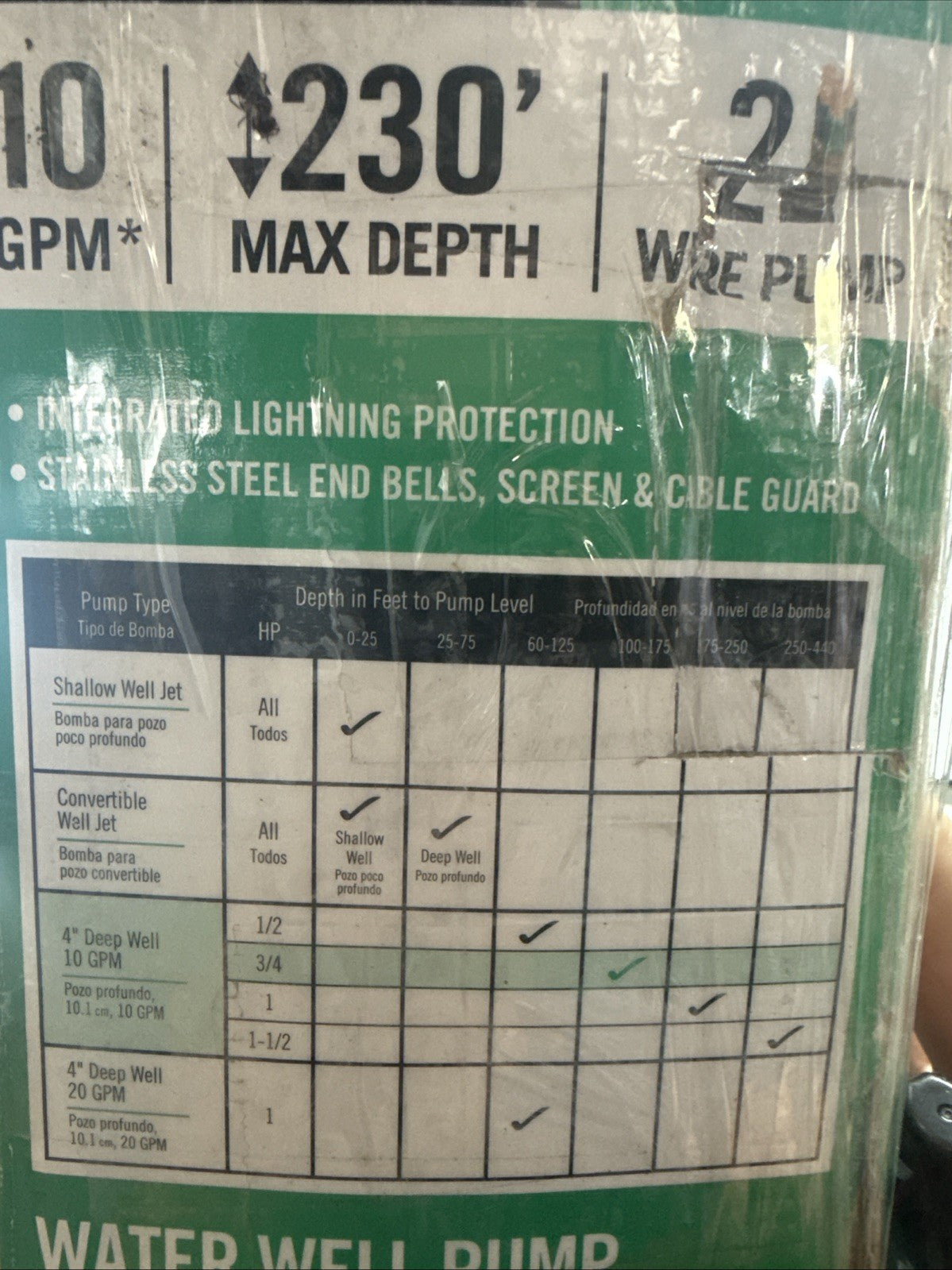 Everbilt Submersible 2-Wire Motor Deep Well Potable Water Pump 3/4HP 10gpm