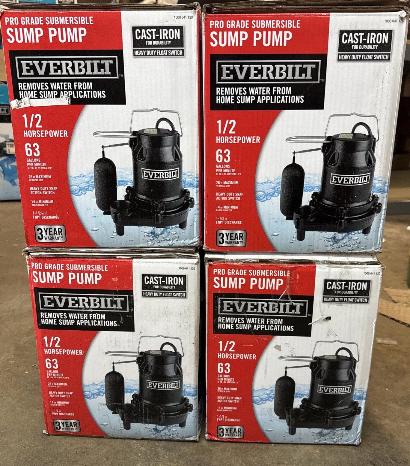 Everbilt 1/2 HP Cast Iron Sump Pump Model # HDS50 OPEN BOX