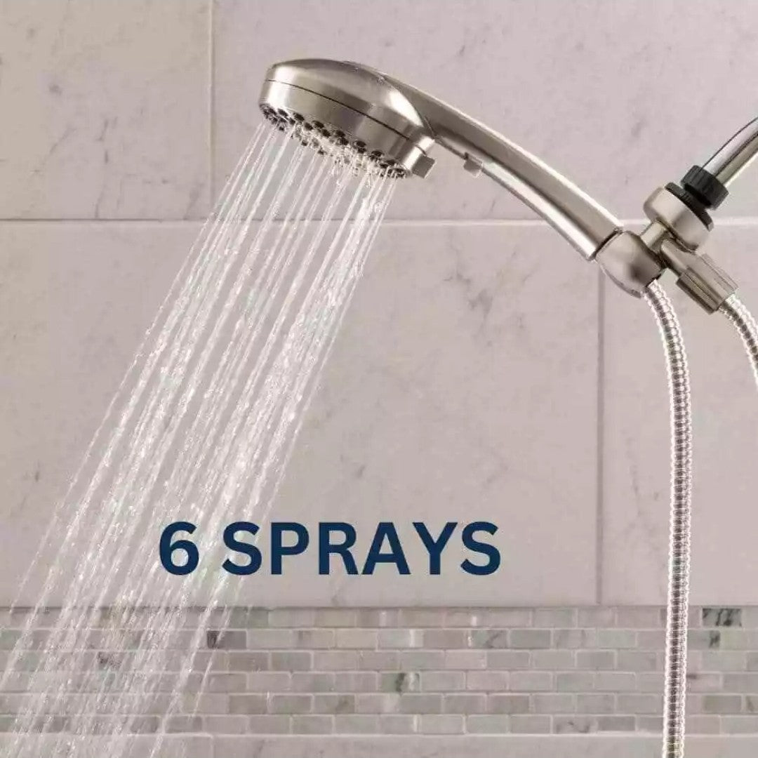 Waterpik 6-Spray Wall Mount Handheld Shower Head 1.8 GPM in Brushed Nickel NEW