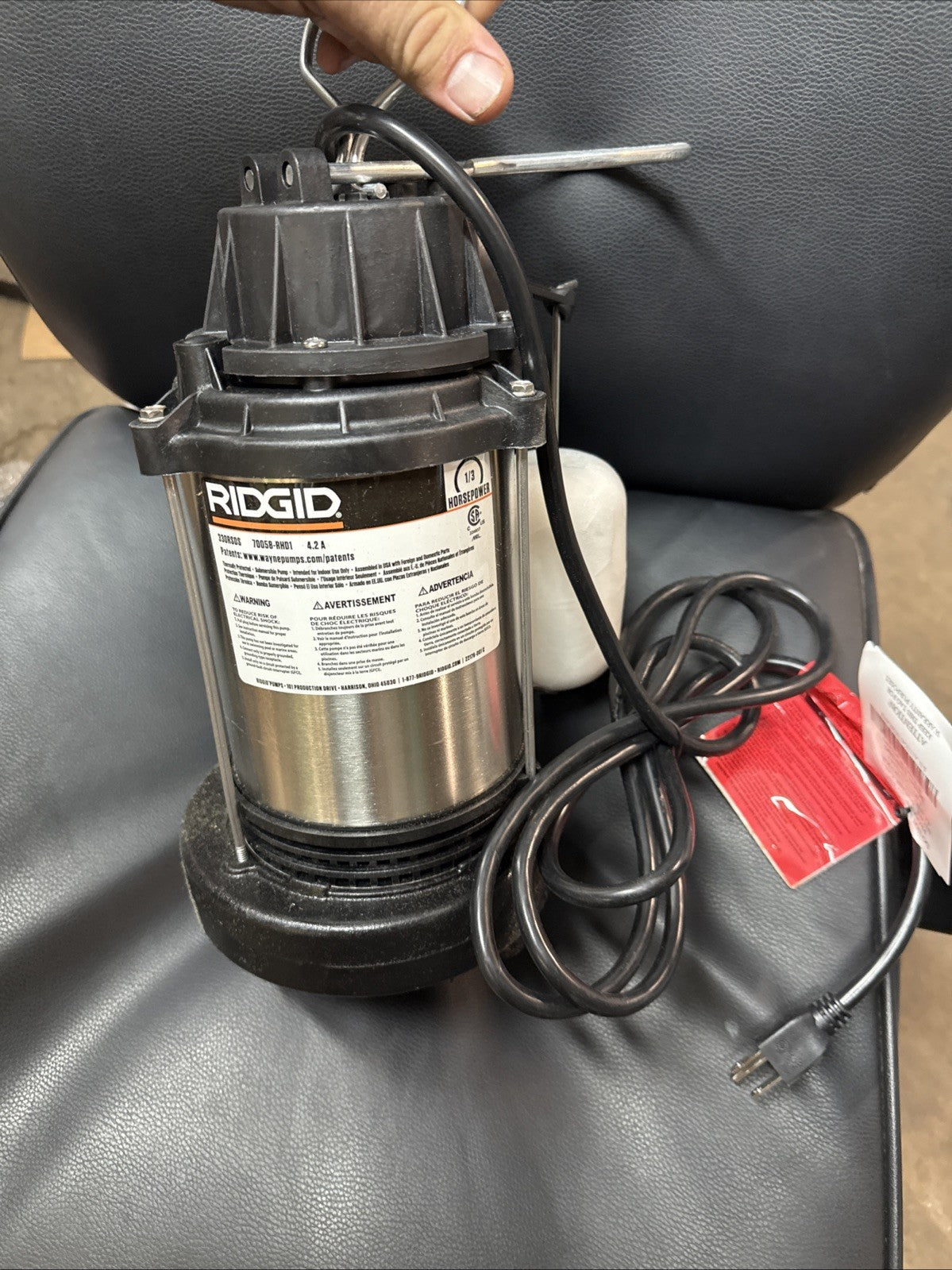 RIDGID 70058-RHD1 1/3 HP Stainless Steel Dual Suction Sump Pump