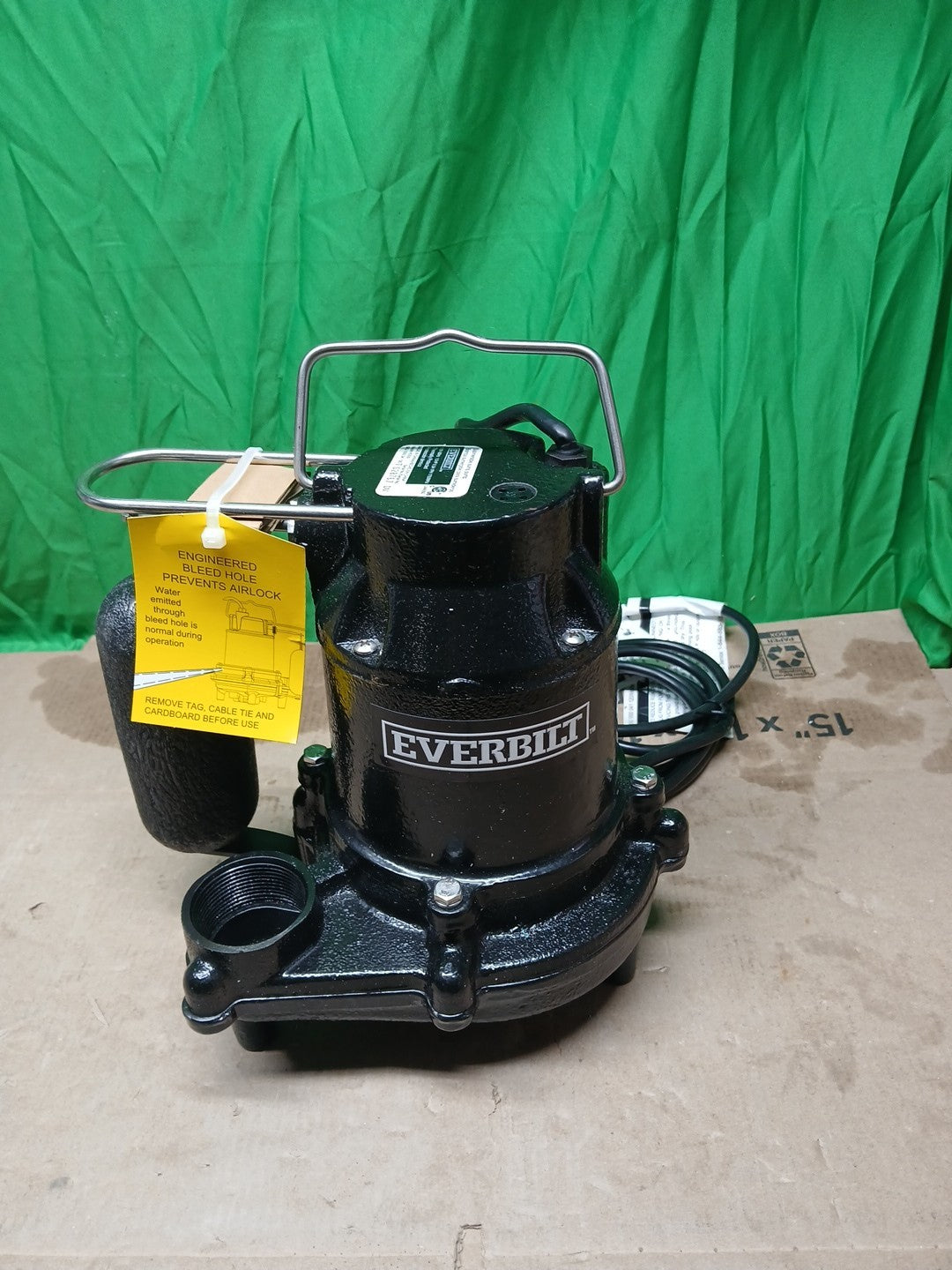 Everbilt 1/2 HP Cast Iron Sump Pump Model # HDS50 OPEN BOX.