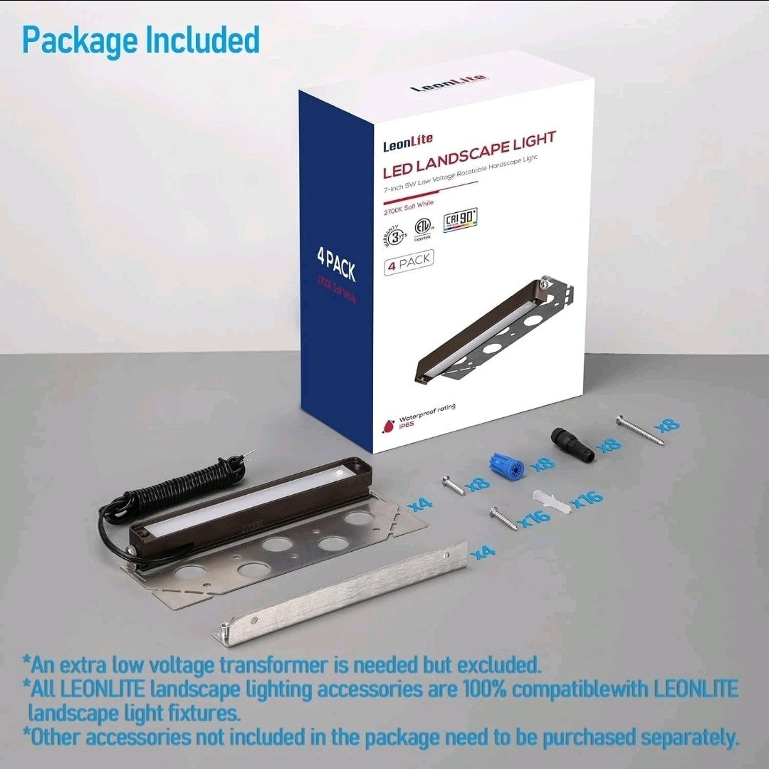 4 Pack LEONLITE 7 Inch LED Hardscape Lighting, Update Retaining Wall Lights, LED