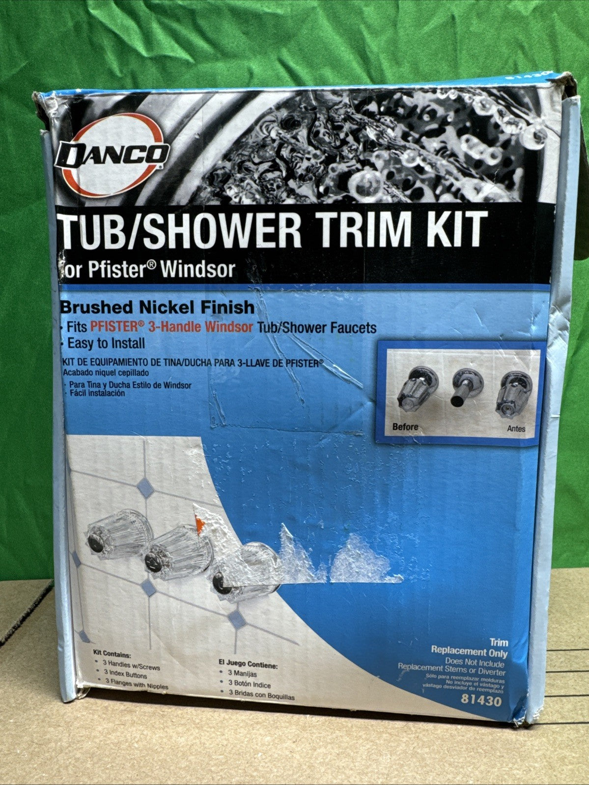 Danco 81430 Pfister Windsor Tub / Shower Trim Kit, Brushed Nickel NEW OPEN BOX