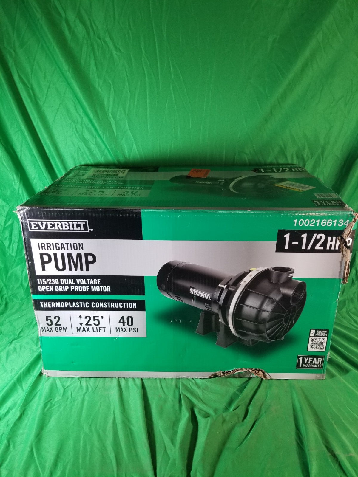 Everbilt Lawn Irrigation Pump Plastic 1-1/2HP HDLS15P Used Tested Excellent Cnd