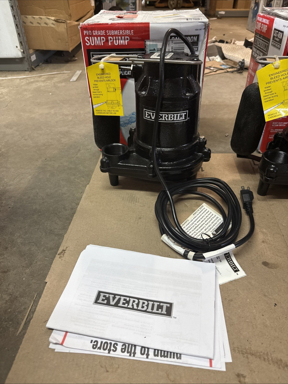 Everbilt 1/2 HP Cast Iron Sump Pump Model # HDS50 OPEN BOX