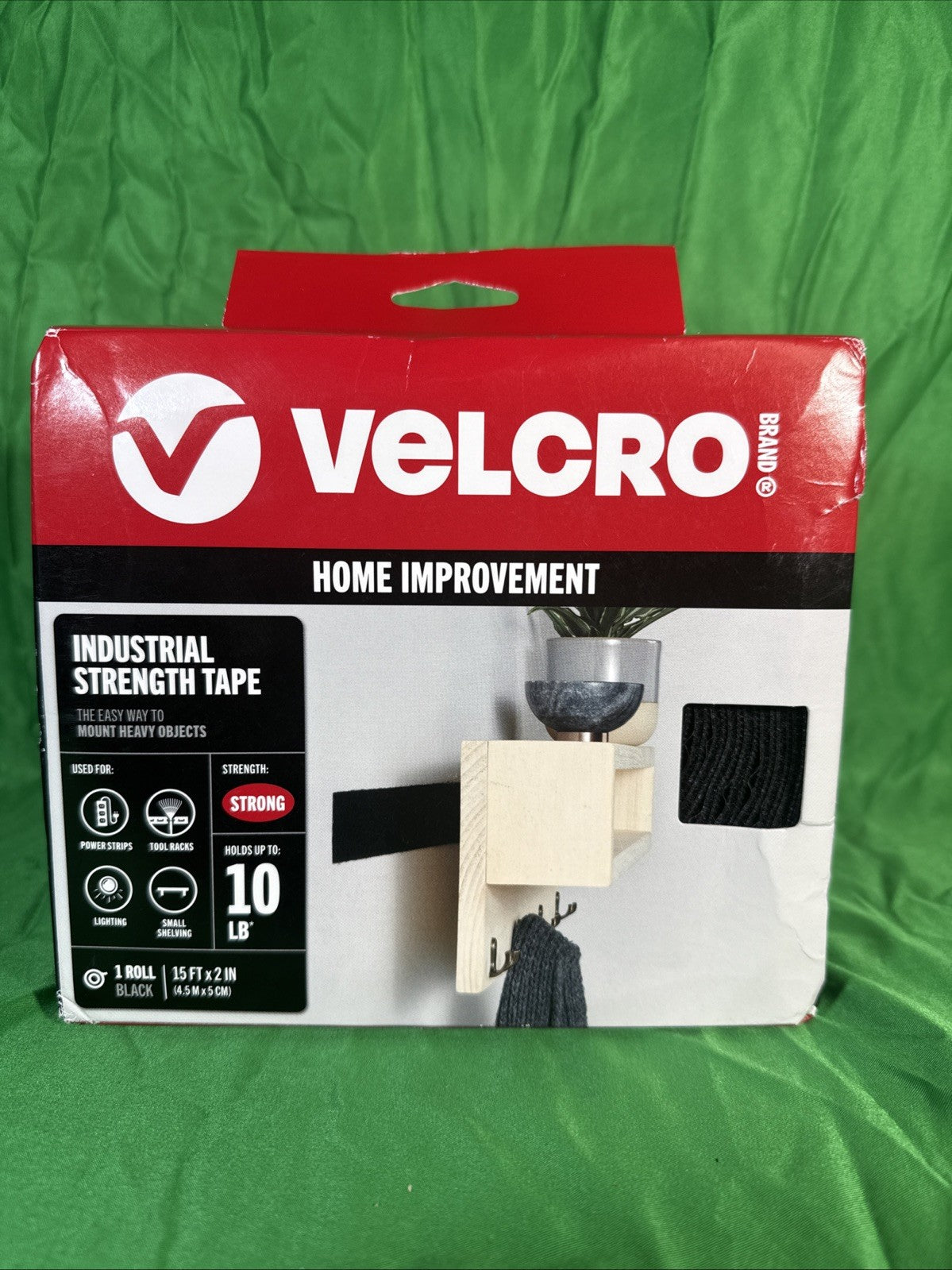 VELCRO Heavy Duty Tape 15Ft x 2In | Industrial Strength | Strong Adhesive, Black