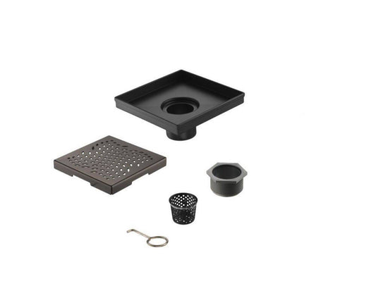 2Pk 4in.Square Stainless Steel Shower Drain with Wave Pattern in Venetian Bronze