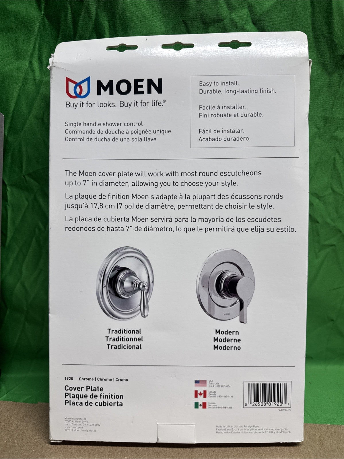 MOEN Cover Plate in Chrome Finish - 1920