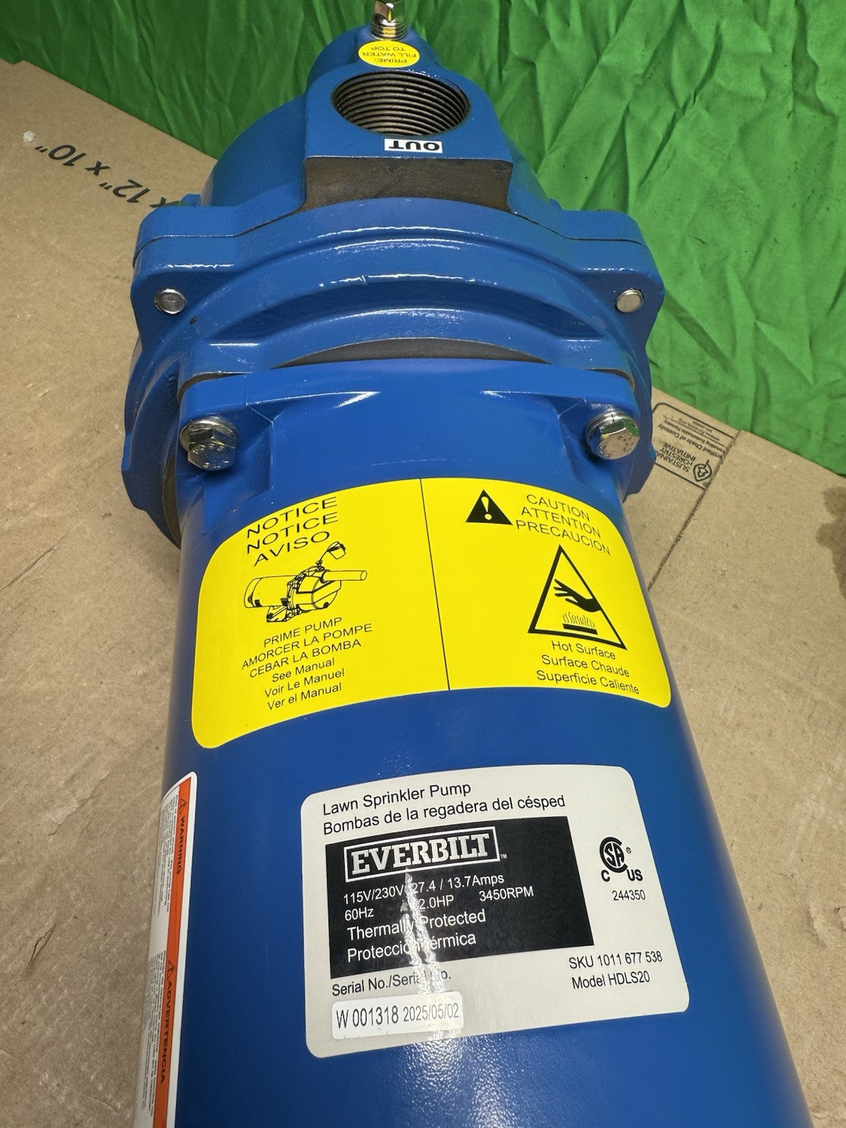 Everbilt Professional Irrigation Pump Cast Iron 2 HP Dual Voltage, HDLS20