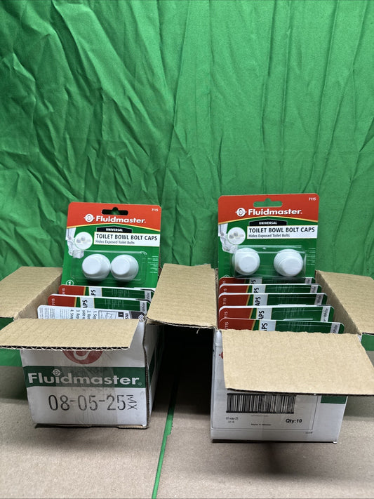 (20-Pk) Fluidmaster Toilet Bolt Cap Plastic White 7115