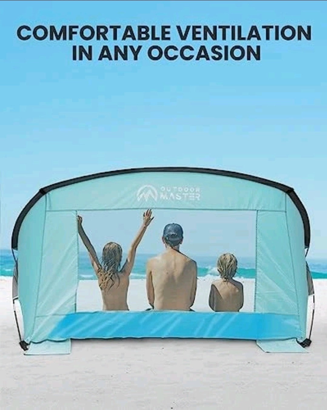 Beach Tent for 3-4 Person - Easy Setup and Portable Beach Shade Sun Green