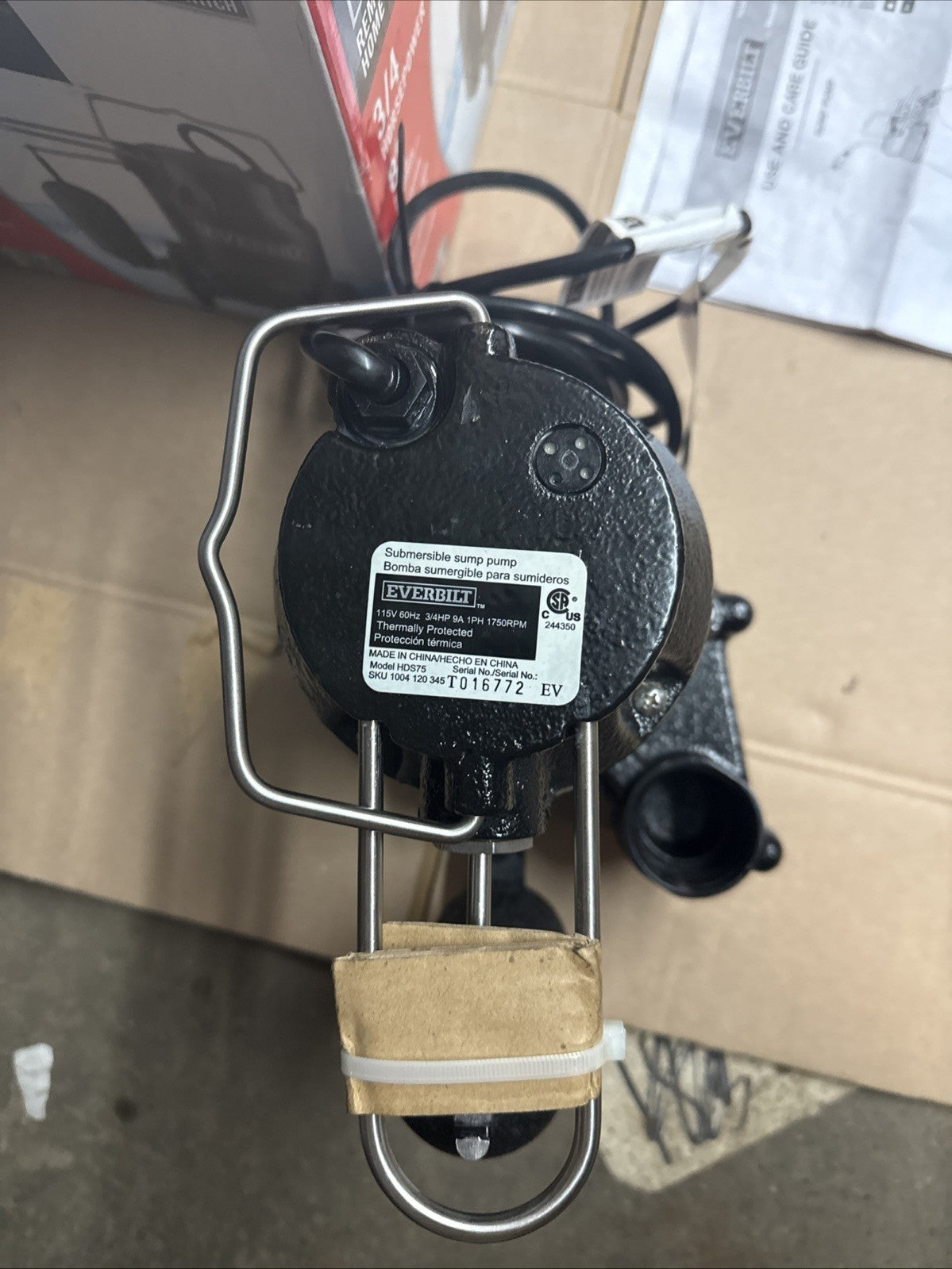 Everbilt 3/4HP Cast-Iron Pro-Grade Submersible Sump Pump 1004 120 345 HDS75