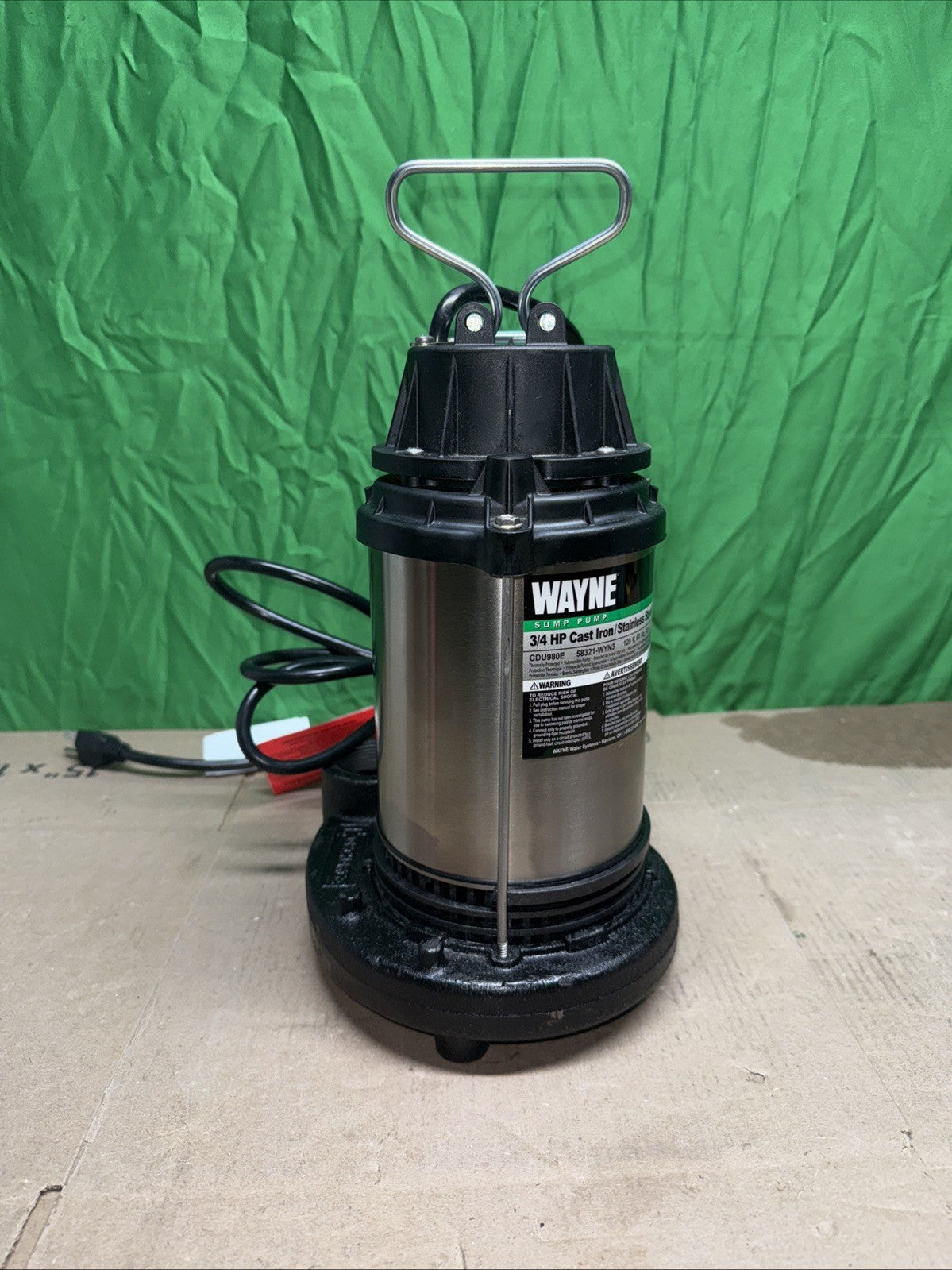 Wayne 58321-WYN3 CDU980E 3/4 HP Cast Iron and Stainless Steel Sump Pump.