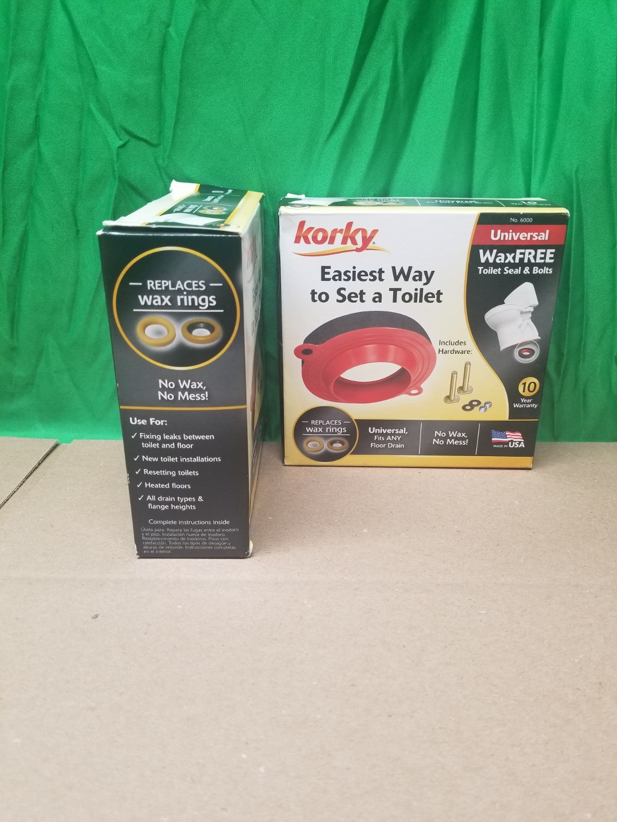2 Pck Korky 6000BP Universal Wax Free Toilet Seal Kit, Rubber OPEN BOX