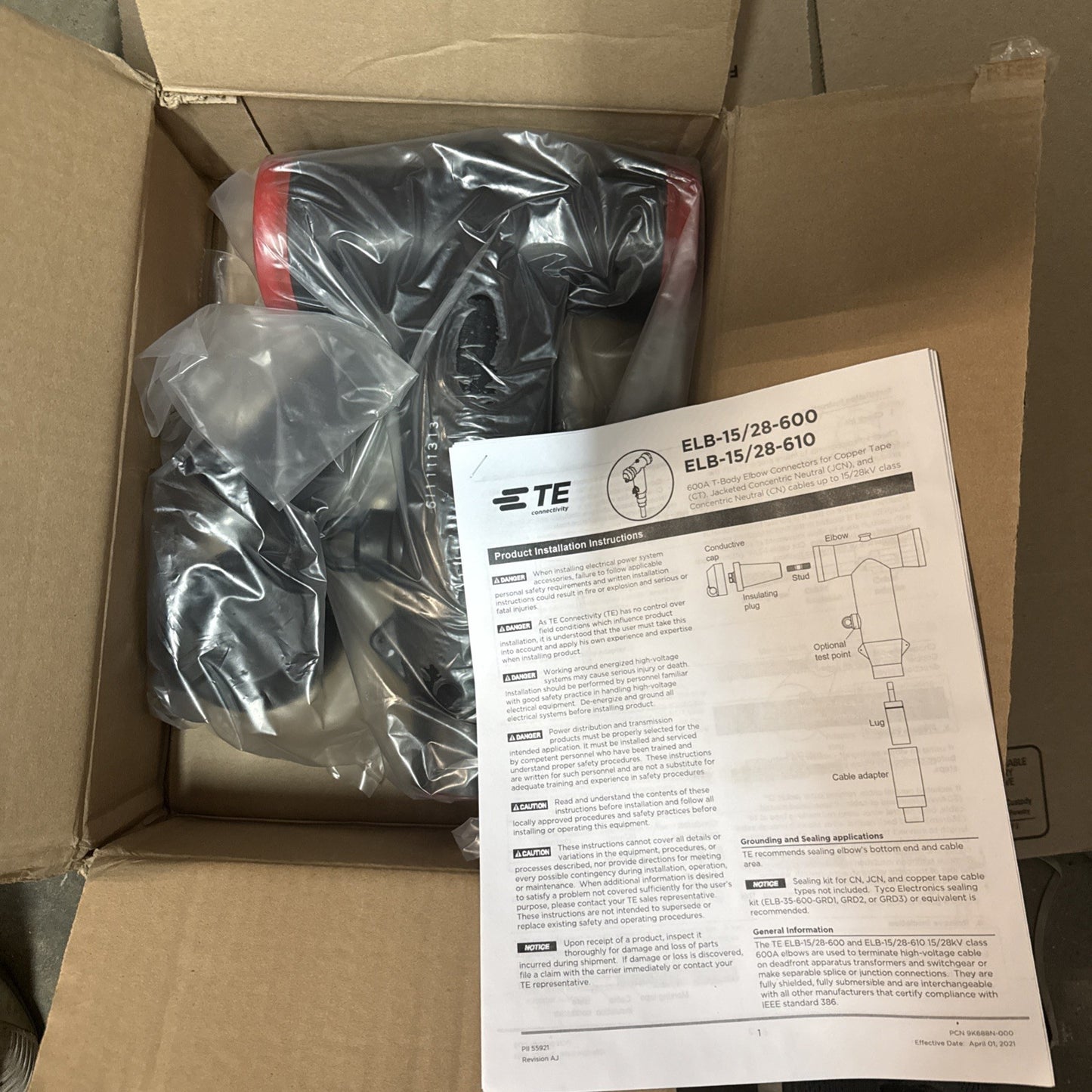 Tyco Electronics ELB-15/28-610 Dead Break Elbow Kit 25kV 600A