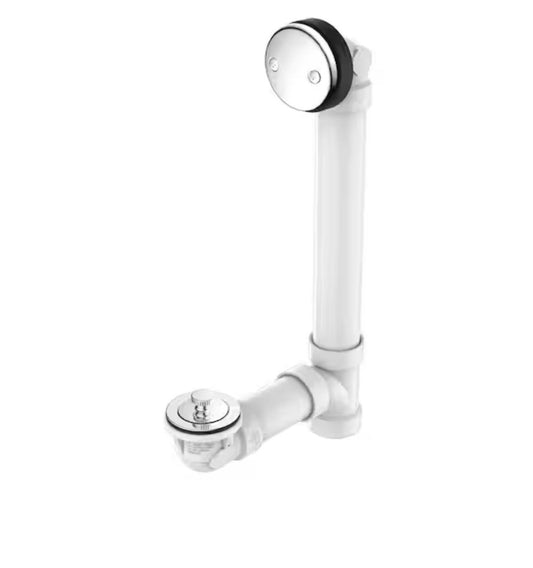 PF WaterWorks Chrome Trim Twist Close Bathtub Drain - Sch. 40 White PVC