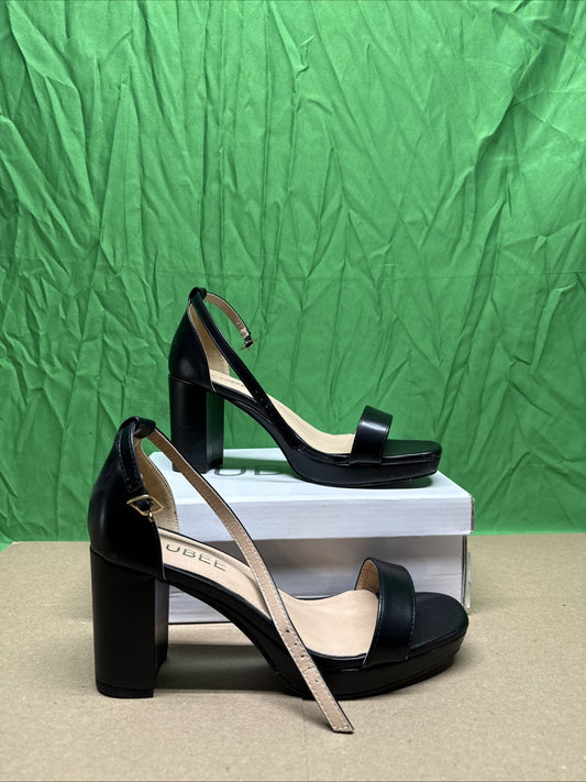 Nude High Heels Size 9.5 Women's open toe ankle strap Thick heel