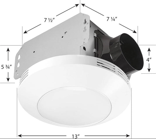 Homewerks Bathroom Integrated LED Light Ceiling Mount Exhaust Ventilation 80 CFM