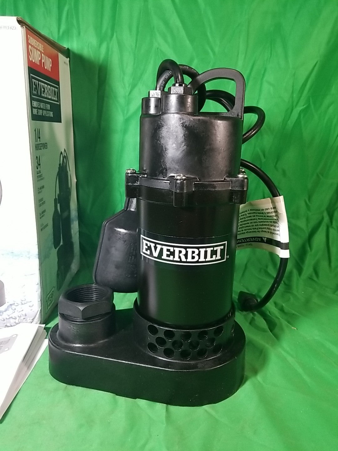 Everbilt 1/4 HP Aluminum Sump Pump w/ Tether Float Switch HDSP25W NEW OPEN BOX.