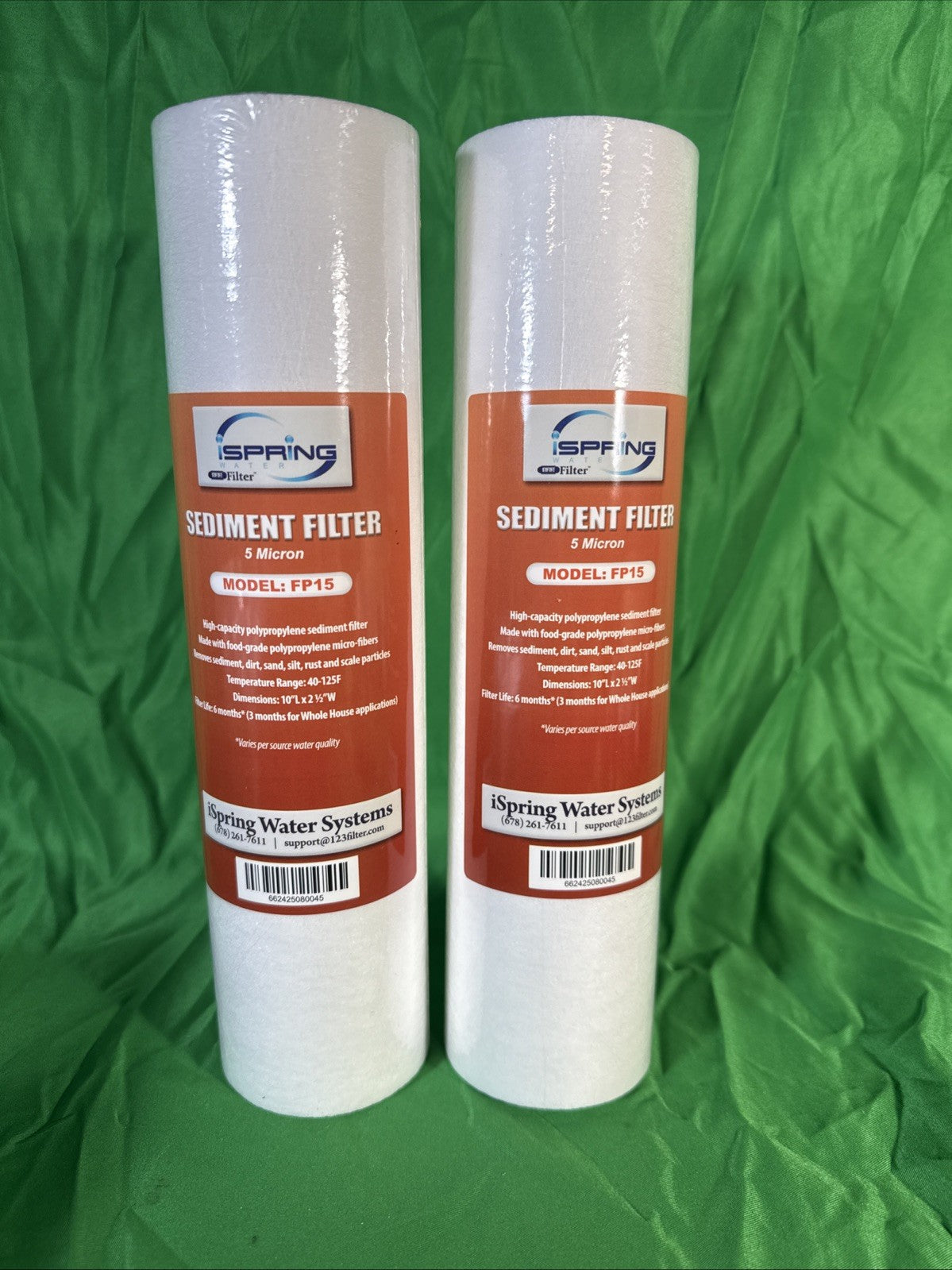 iSpring FP15 NSF Certified Sediment Water Filter Cartridges 10"x2.5", White 2pk