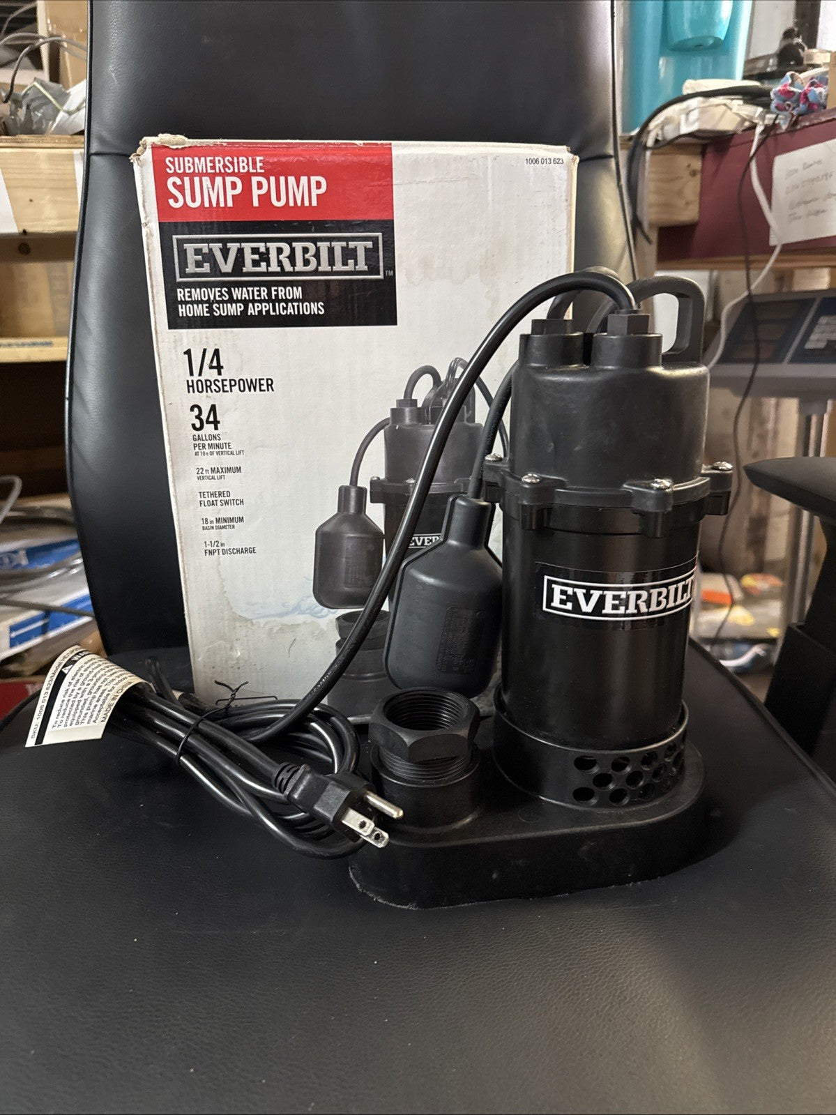 Everbilt 1/4 HP Aluminum Sump Pump w/ Tether Float Switch HDSP25W NEW OPEN BOX.
