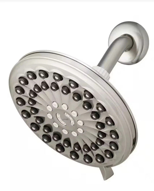 6-Spray Patterns 7 in Drencher Wall Mount Adjustable Shower Head Brushed Nickle