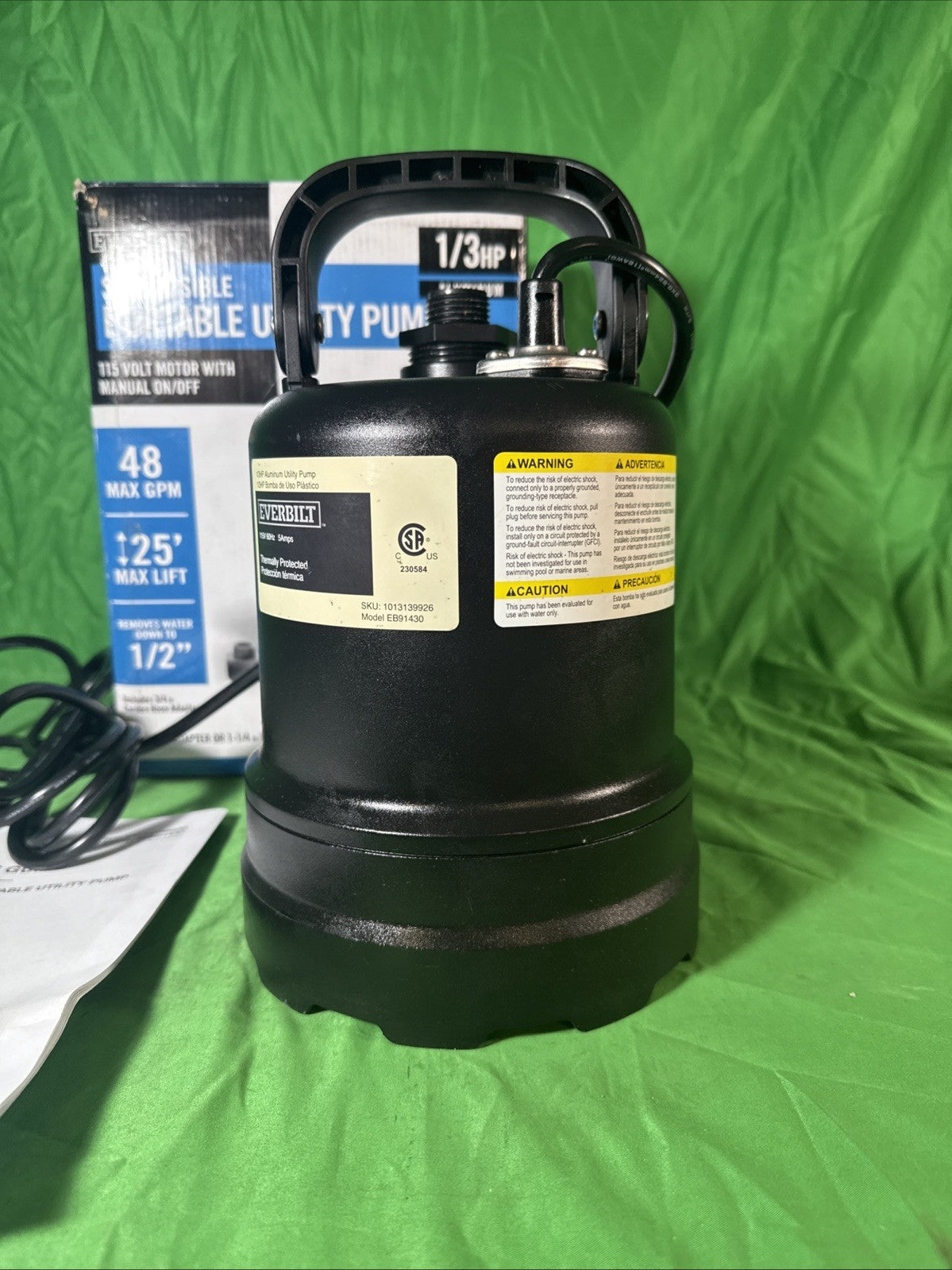 Everbilt 1/3 HP Submersible Aluminum Utility Pump