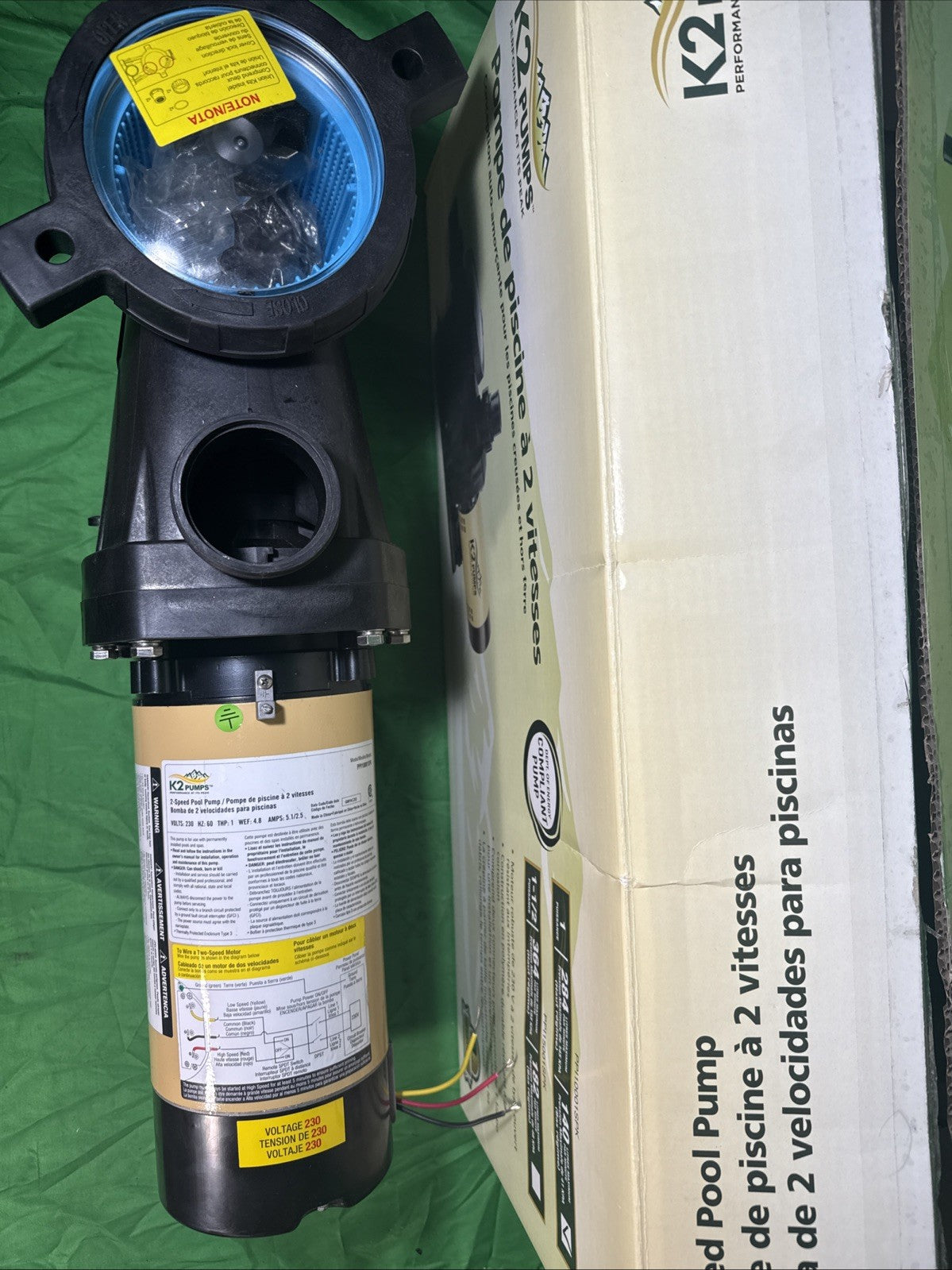 K2 Pumps Pool Pump 1 Hp Self Priming Two Speed 230 Volt Doe Compliant