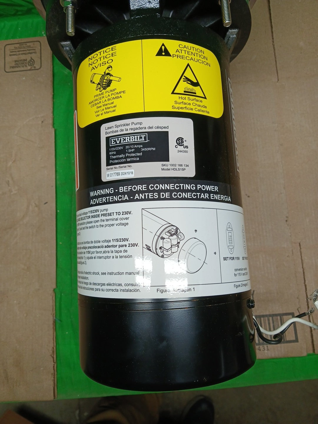 Everbilt Lawn Irrigation Pump Plastic 1.5HP HDLS15P PARTS ONLY