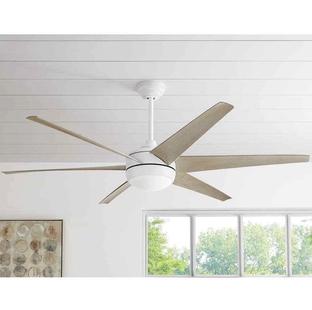 HDC Windward 68 in. White Color Changing LED Matte White Ceiling Fan w/Light Kit