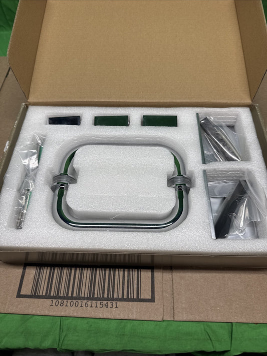 Glass Warehouse  Wall Hinged Hardware Pack in Polish Chrome with Handle.