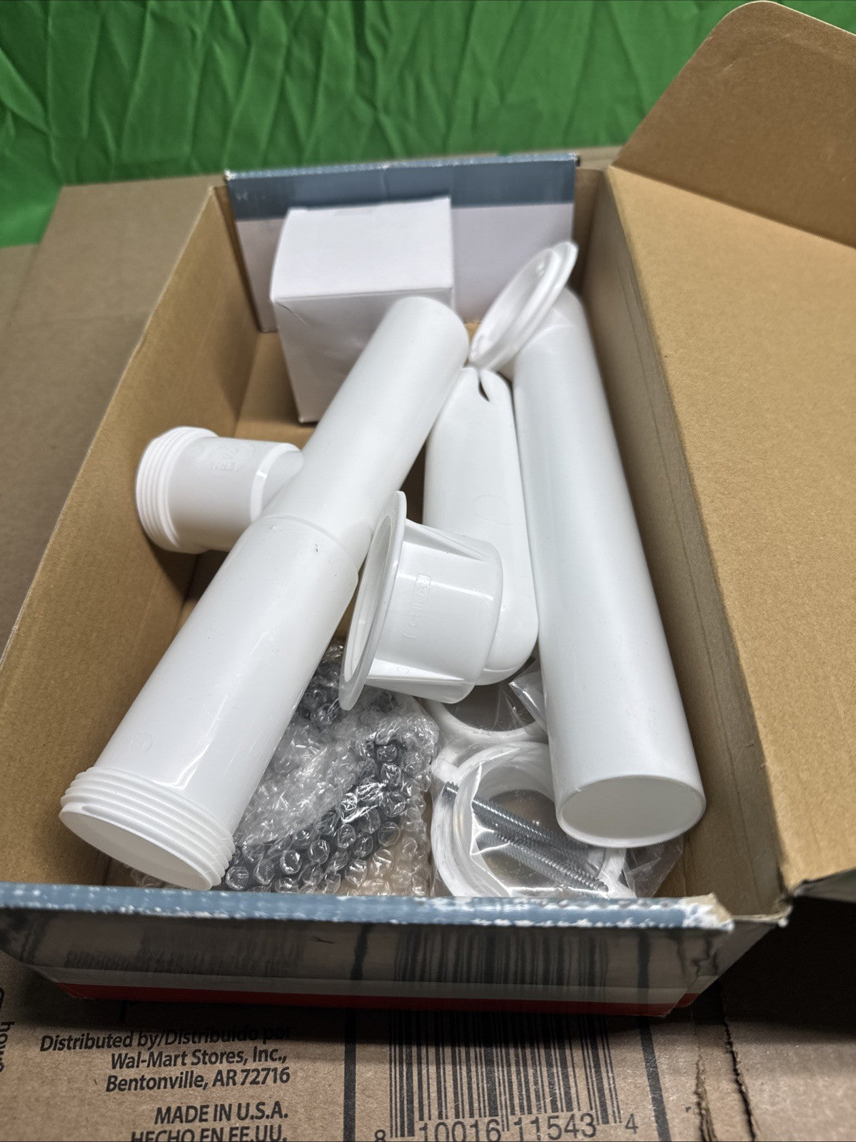 A593244CP 14" x 1-1/2" White Tubular Bathtub Waste & Overflow Assembly with T...