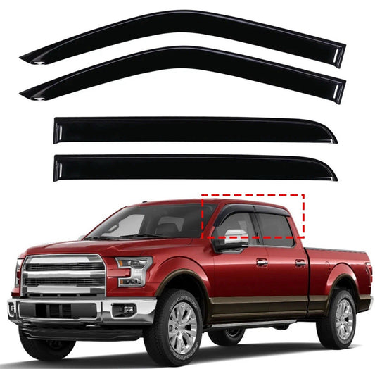 For Ford F150 F-150 Super Crew Cab 15-22 In Channel Window Visors Sun Rain Guard