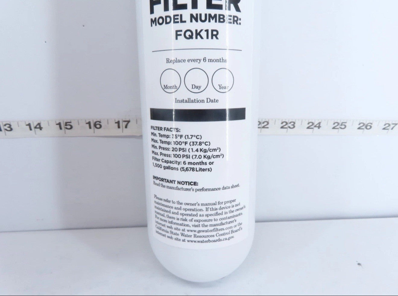 GE FQK1R UNDER SINK REPLACEMENT FILTER