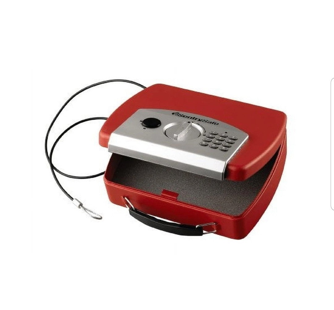 SentrySafe Compact Portable Security Box Safe Electric Lock 0.08 Cu. Ft. - Red