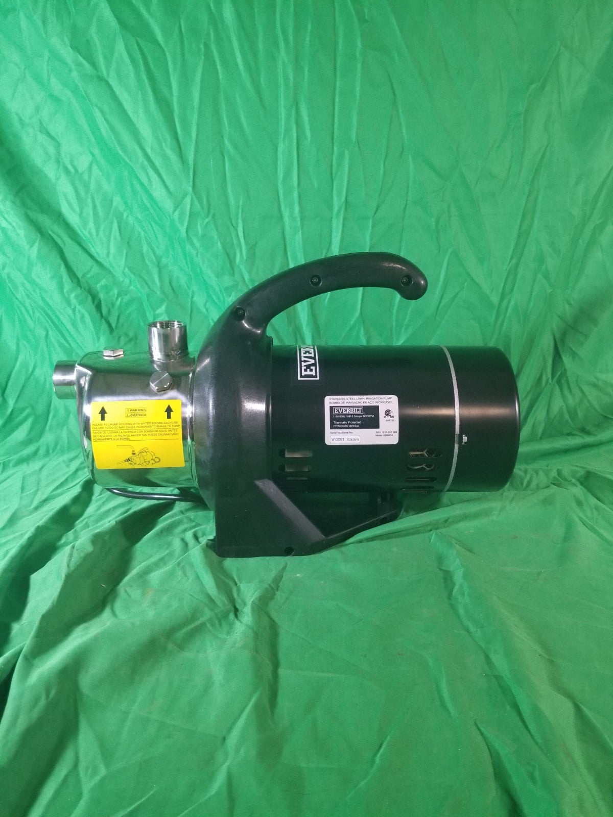 EVERBILT HD60SS 1 HP Stainless Steel Portable Lawn Irrigation Pump