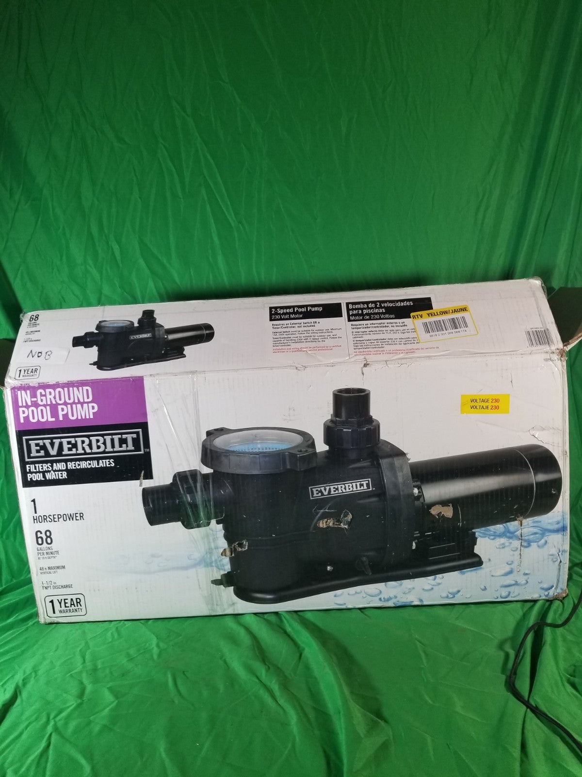 Everbilt 1 HP Pool Pump In Ground  2 Speed 5.1 A 230V Model SPP10002-2SP