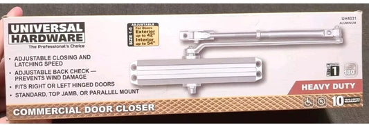 Universal Hardware Aluminum Finish Commercial Door Closer Heavy Duty UH4031 NEW